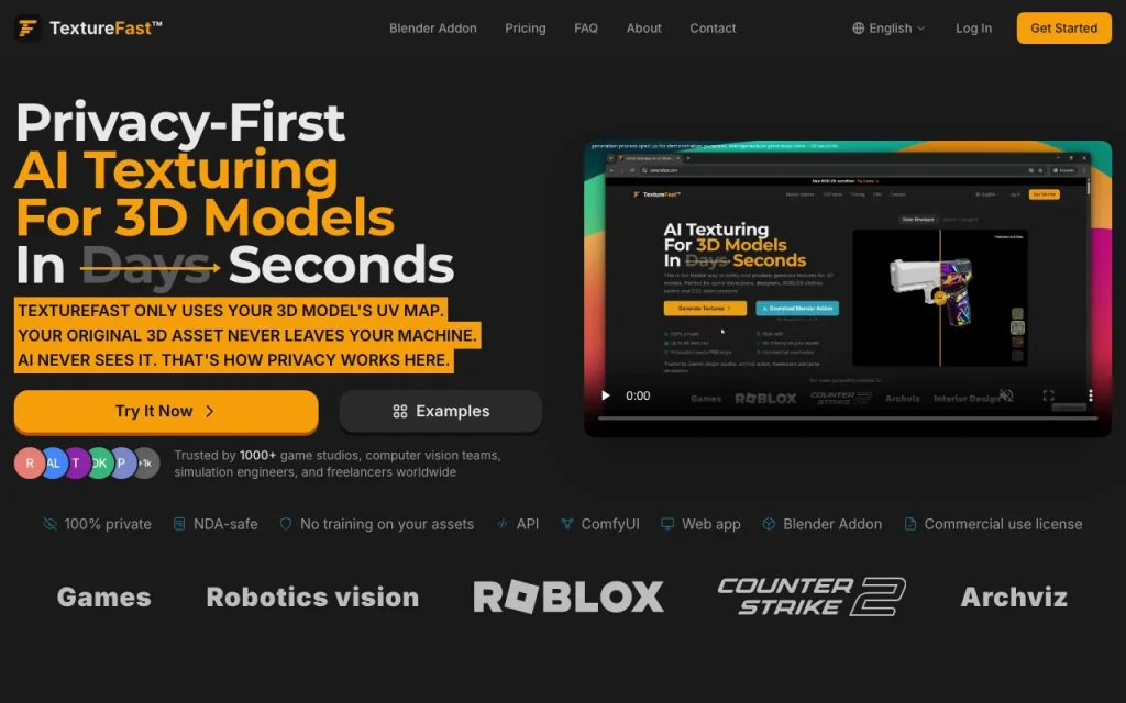 TextureFast Startseite – Screenshot des KI-Tools bilderzeugung, Oct 2, 2026