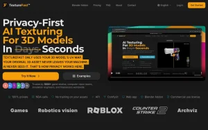 TextureFast homepage — screenshot of the image generation AI tool, 2026-10-02