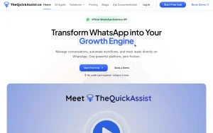 TheQuickAssist homepage — screenshot of the productivity & writing AI tool, 2026-10-02