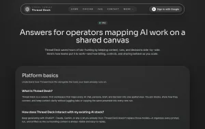 Thread Deck FAQ page — screenshot of the productivity & writing AI tool, 2026-10-02
