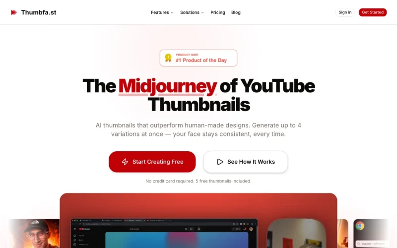 Thumbfa.st homepage screenshot, image generation AI tool