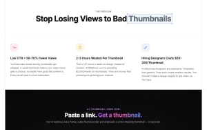 ThumbnailCreator homepage — screenshot of the image generation AI tool, 2026-10-02
