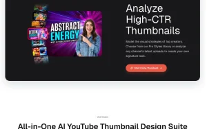 Thumbs.ai homepage page homepage screenshot, image generation AI tool