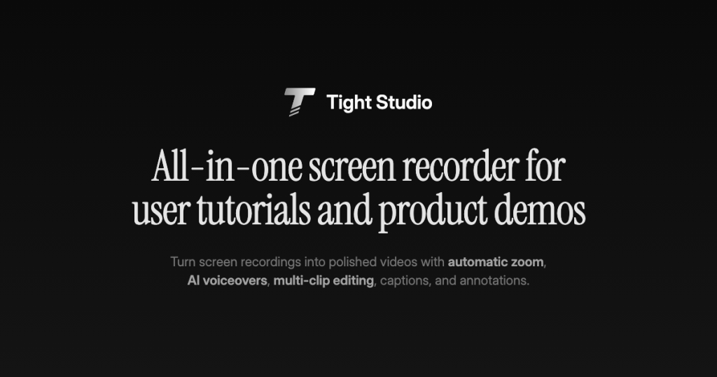 Capture d'écran de la page d'accueil de Tight Studio, outil d'IA vidéo