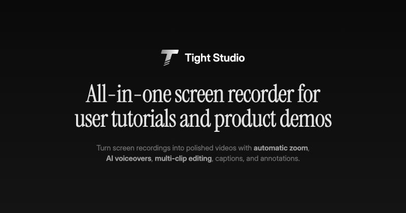 Tight Studio homepage screenshot, video AI tool