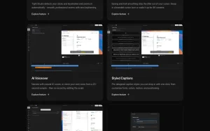 Tight Studio features page — screenshot of the video AI tool, 2026-10-02