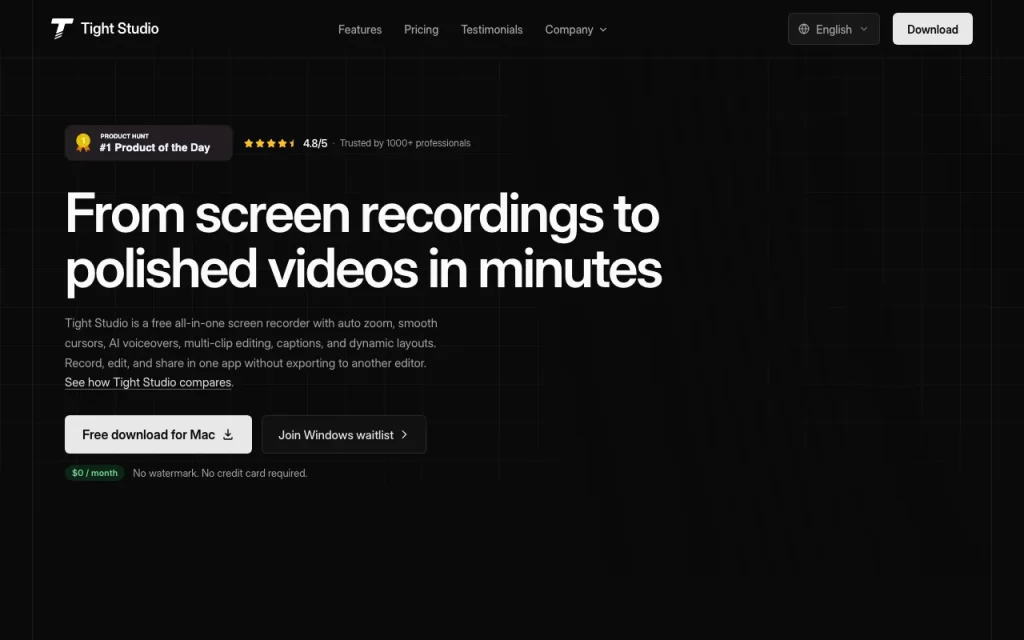 Tight Studio homepage — screenshot of the video AI tool, Oct 2, 2026