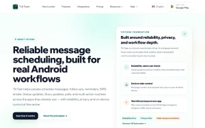 TikTask about page — screenshot of the productivity & writing AI tool, 2026-10-02