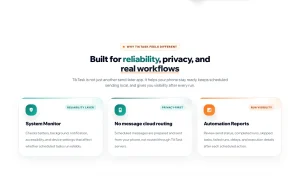 TikTask homepage — screenshot of the productivity & writing AI tool, 2026-10-02
