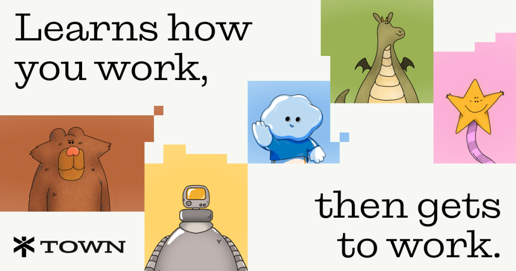 Town homepage screenshot, productivity & writing AI tool