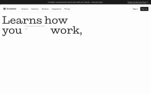 Town homepage — screenshot of the productivity & writing AI tool, 2026-10-02