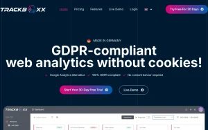 Trackboxx homepage — screenshot of the research & search AI tool, 2026-10-02