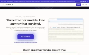 Triall homepage page homepage screenshot, chat assistants AI tool