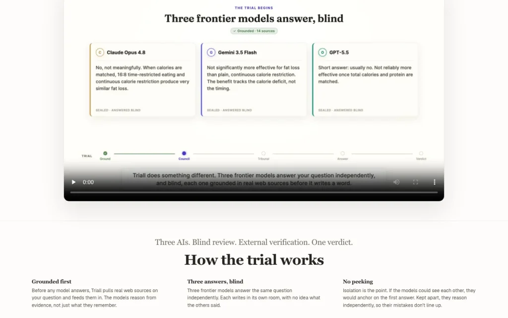 Triall homepage — screenshot of the chat assistants AI tool, Oct 1, 2026