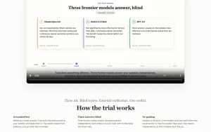 Triall homepage page homepage screenshot, chat assistants AI tool
