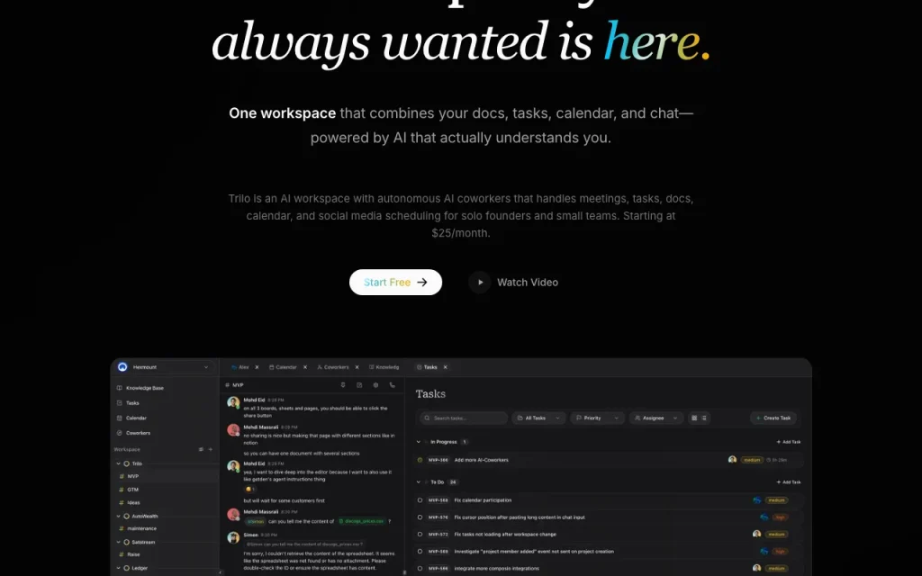 Trilo página principal — captura de pantalla de la herramienta de IA productividad y escritura, Oct 1, 2026