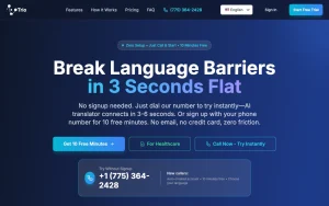 Trio (Trio Inc. AI Phone Interpreter) homepage page homepage screenshot, audio & voice AI tool