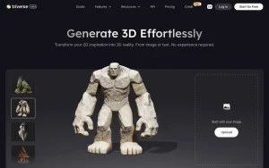 Triverse AI homepage page homepage screenshot, image generation AI tool