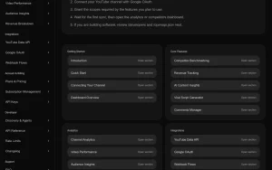 TubeAnalytics docs page homepage screenshot, research & search AI tool