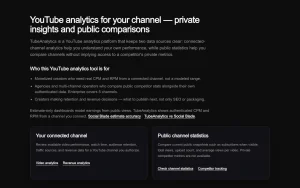 TubeAnalytics homepage page homepage screenshot, research & search AI tool