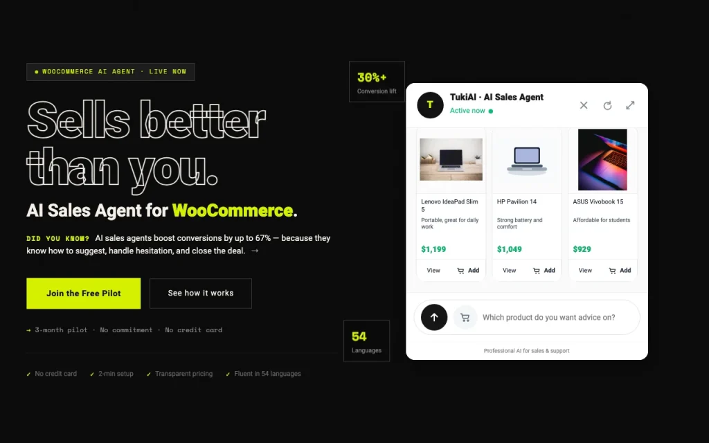 TukiAI homepage screenshot, productivity & writing AI tool