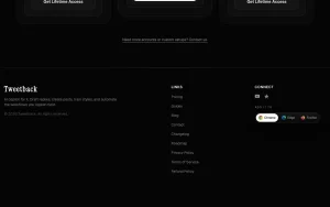 Tweetback pricing page with plans and prices — screenshot of the productivity & writing AI tool, 2026-10-02