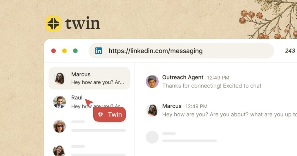 Twin homepage screenshot, productivity & writing AI tool