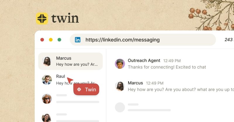 Captura de la página de inicio de Twin, herramienta de IA productividad y escritura