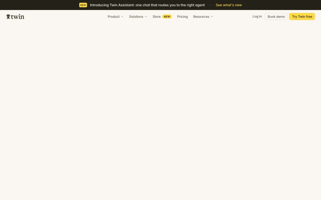 Twin página principal — captura de pantalla de la herramienta de IA productividad y escritura, Oct 1, 2026