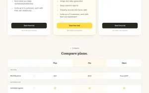 Twin pricing page homepage screenshot, productivity & writing AI tool