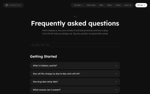 Unabyss FAQ page — screenshot of the productivity & writing AI tool, 2026-10-01