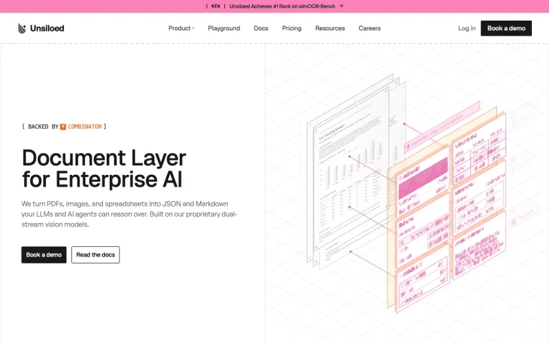 Unsiloed AI homepage screenshot, coding AI tool