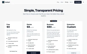 Updaytr pricing page with plans and prices — screenshot of the productivity & writing AI tool, 2026-10-02