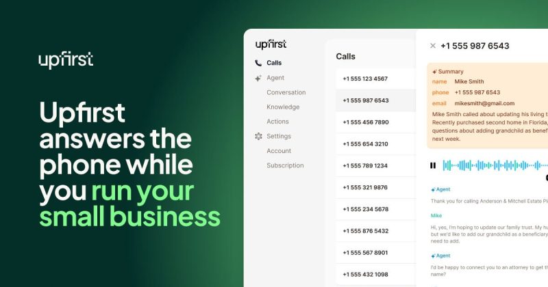 Upfirst homepage screenshot, audio & voice AI tool