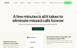 Upfirst features page — screenshot of the audio & voice AI tool, 2026-10-02