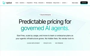 Uplizd pricing page homepage screenshot, coding AI tool