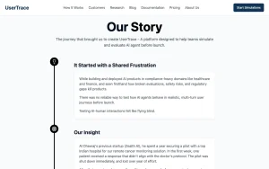 UserTrace about page — screenshot of the coding AI tool, 2026-10-02