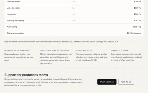 Uthana pricing page with plans and prices — screenshot of the video AI tool, 2026-10-02