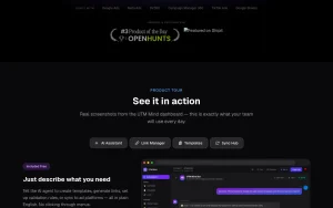 UTM Mind homepage page homepage screenshot, productivity & writing AI tool