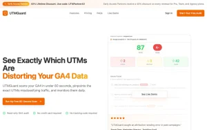 UTMGuard homepage — screenshot of the productivity & writing AI tool, 2026-10-02
