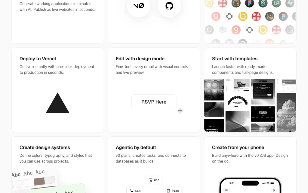 v0 Startseite – Screenshot des KI-Tools coding, 31. Okt. 2026