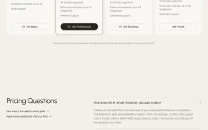 Vaethat pricing page with plans and prices — screenshot of the image generation AI tool, 2026-10-02