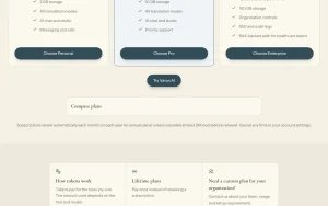 Vavus AI pricing page homepage screenshot, productivity & writing AI tool