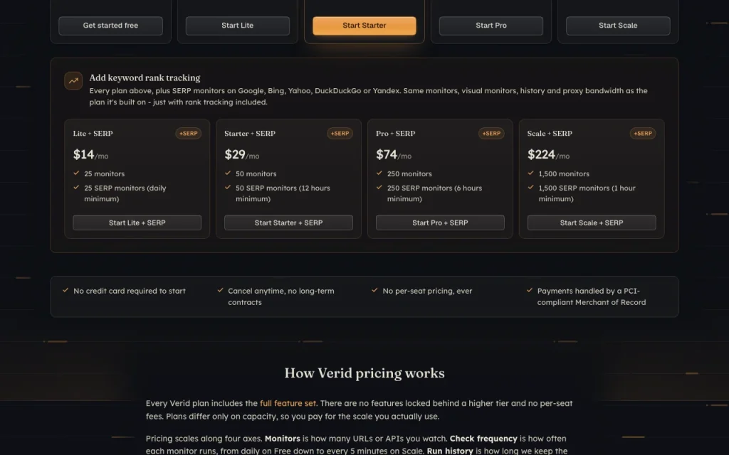 Verid página de precios con planes y precios — captura de pantalla de la herramienta de IA productividad y escritura, Oct 1, 2026