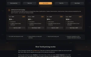 Verid pricing page with plans and prices — screenshot of the productivity & writing AI tool, 2026-10-01