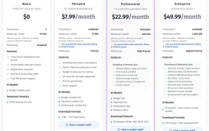 VersQ pricing page homepage screenshot, productivity & writing AI tool
