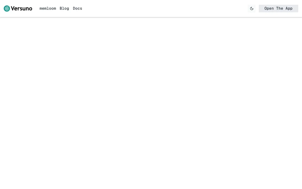 Versuno (memloom) Startseite, Screenshot, KI-Tool coding
