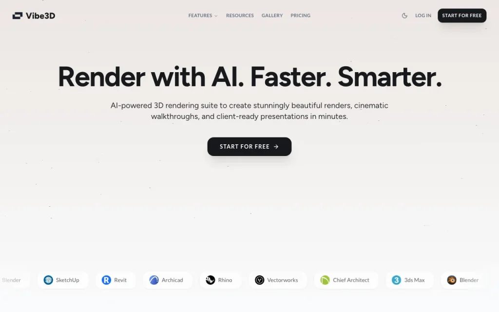 Vibe3D Startseite – Screenshot des KI-Tools bilderzeugung, Oct 2, 2026