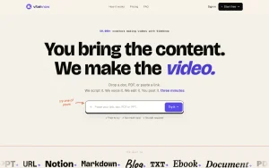 Vibeknow homepage page homepage screenshot, video AI tool