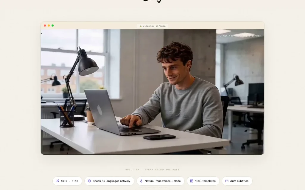 Vibeknow homepage — screenshot of the video AI tool, Oct 1, 2026